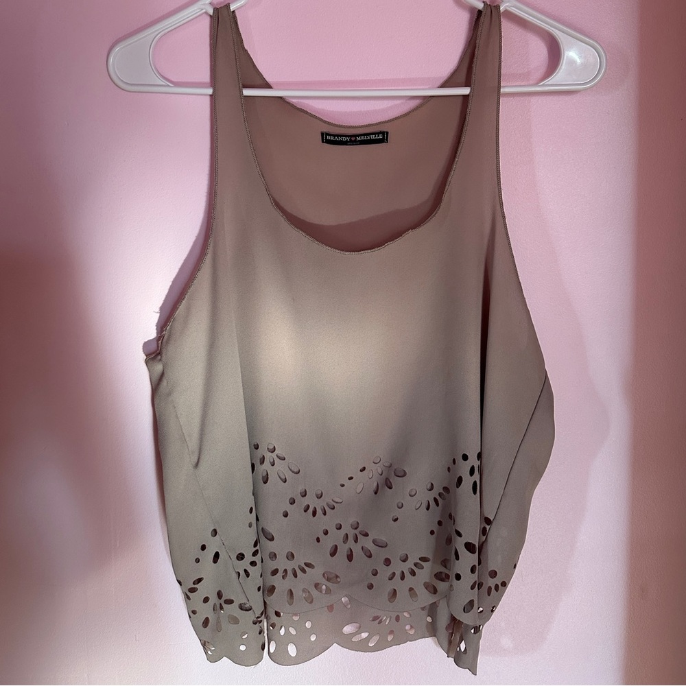 Brandy Melville Floral Cut-Out Tank